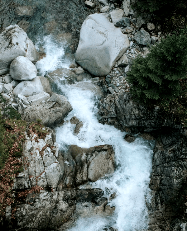 FPV drone image of waterfall