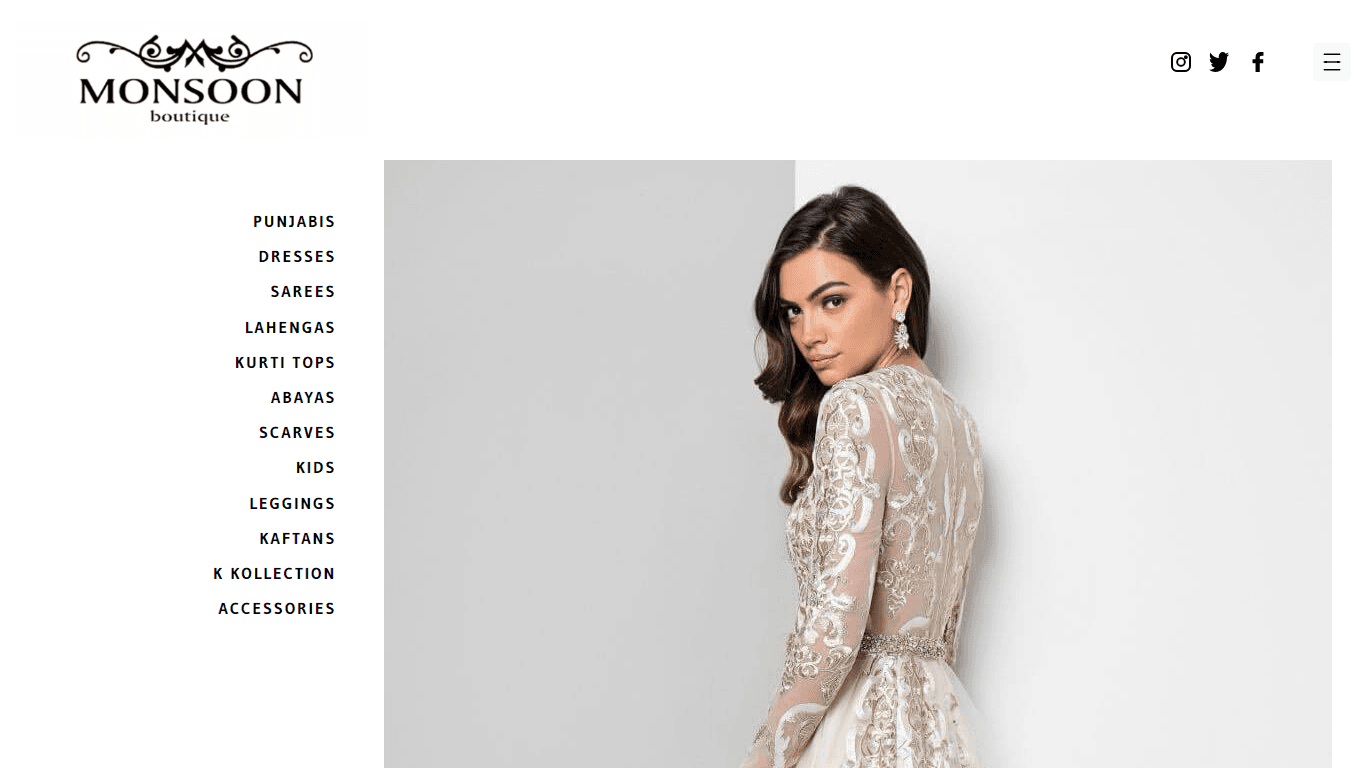 Monsoon Boutique Website Screenshot