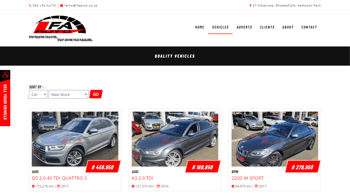 Vehicle Dealer Website Screenshot